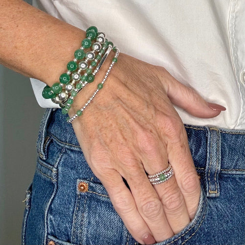 Aventurine 925 Sterling Silver Bracelet Stack