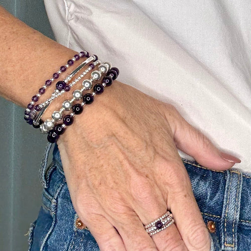 Amethyst 925 Sterling Silver Bracelet Stack