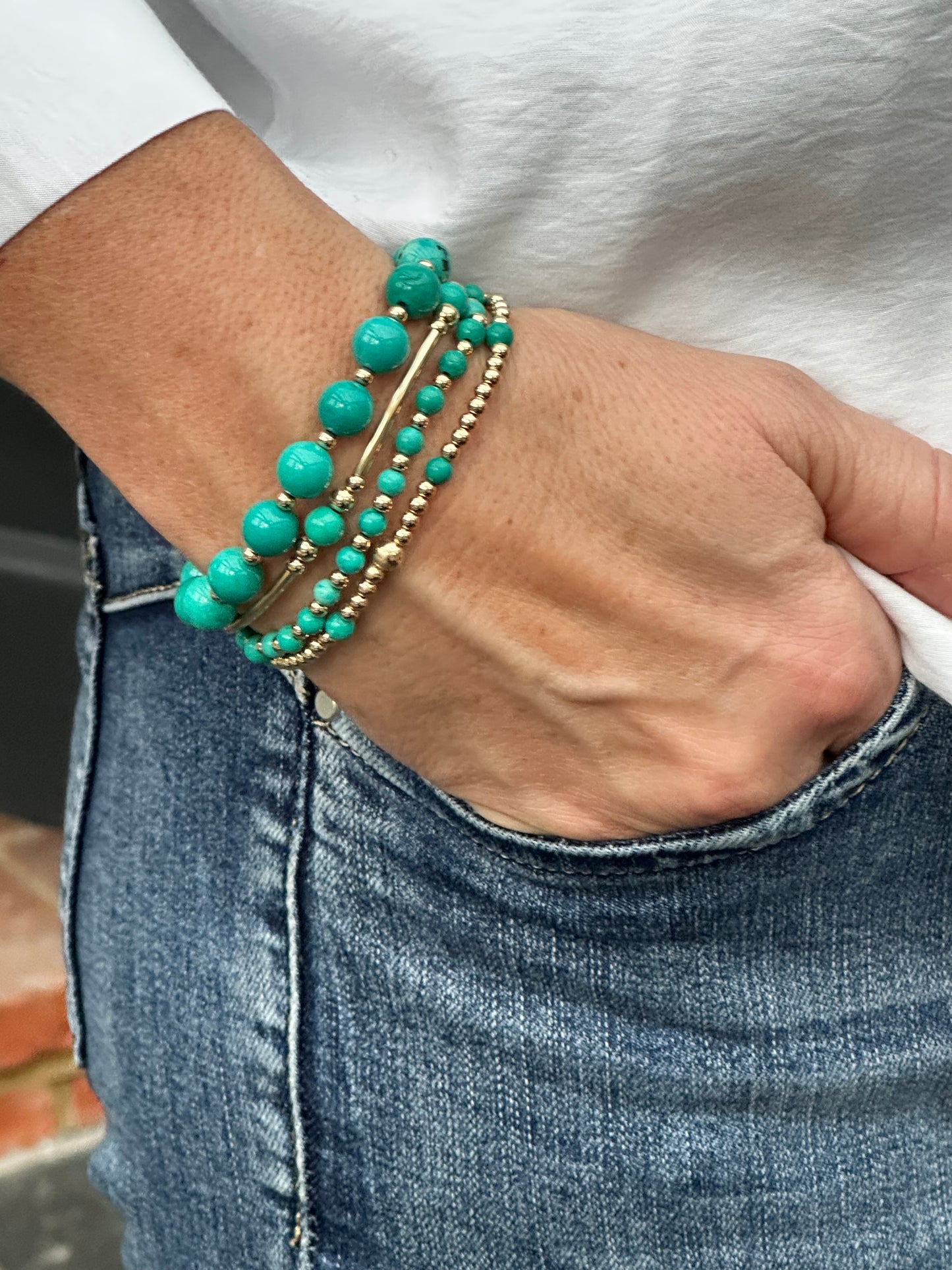 Turquoise 14k Gold Bracelet Stack