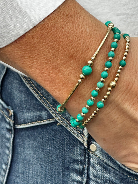Turquoise 14k Gold Bracelet Stack