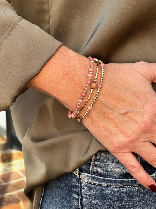 Rhodonite 14k Gold Bracelet Stack