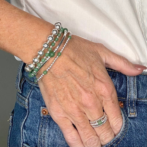 Aventurine 925 Sterling Silver Bracelet Stack