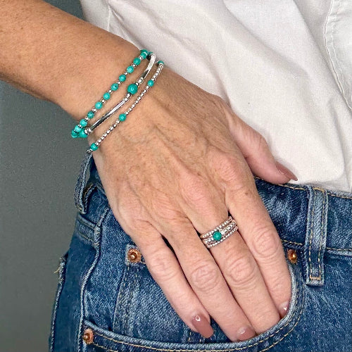Turquoise 925 Sterling Silver Bracelet Stack