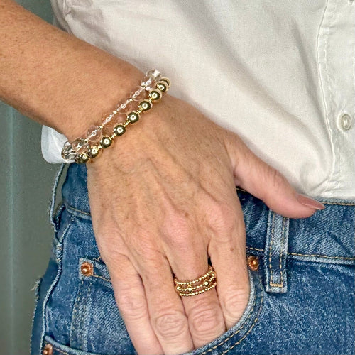 Crystal Quartz Stack Builder 14k Gold Bracelet