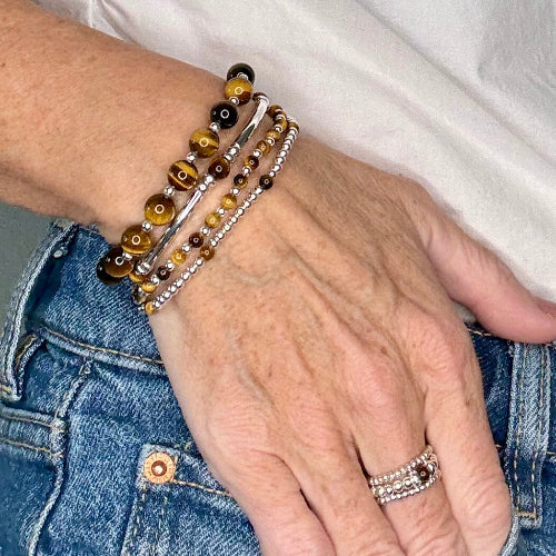 Tiger's Eye Stack Builder 925 Sterling Silver Bracelet