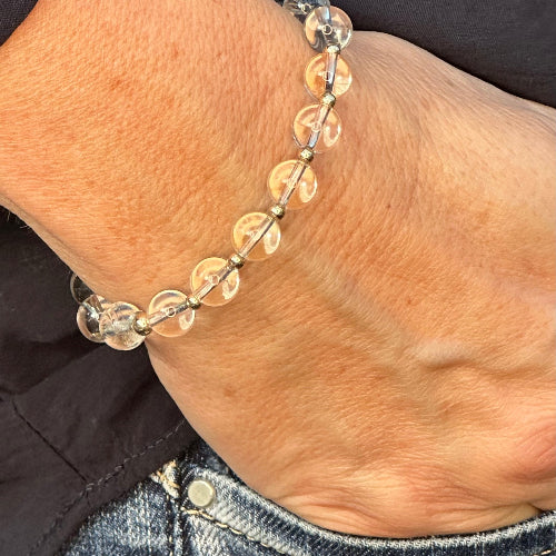 Crystal Quartz Stack Builder 14k Gold Bracelet