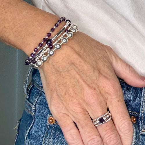 Amethyst 925 Sterling Silver Bracelet Stack