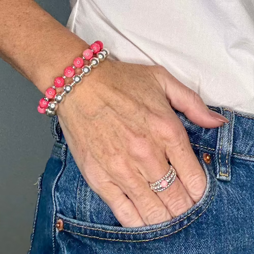 Coral Stack Builder 925 Sterling Silver Bracelet
