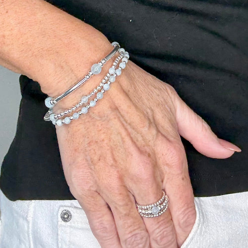 Aquamarine 925 Sterling Silver Bracelet Stack