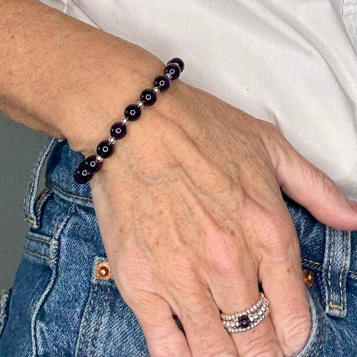 Amethyst Stack Builder 925 Sterling Silver Bracelet