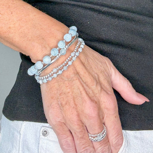 Aquamarine 925 Sterling Silver Bracelet Stack
