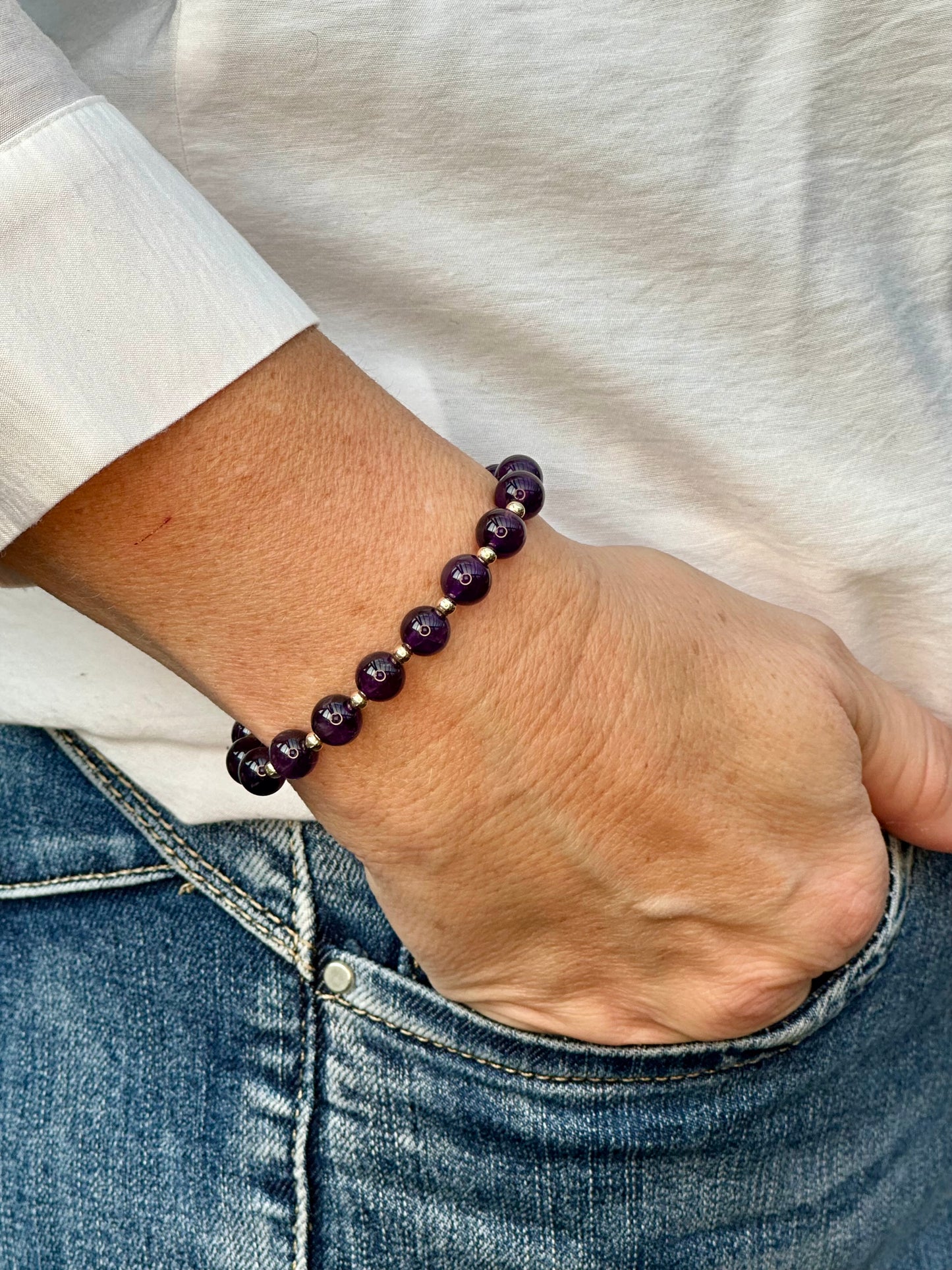 Amethyst Stack Builder 14k Gold Bracelet