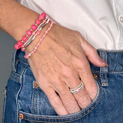 Coral 925 Sterling Silver Bracelet Stack