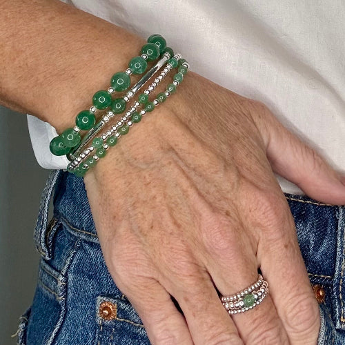 Aventurine 925 Sterling Silver Bracelet Stack