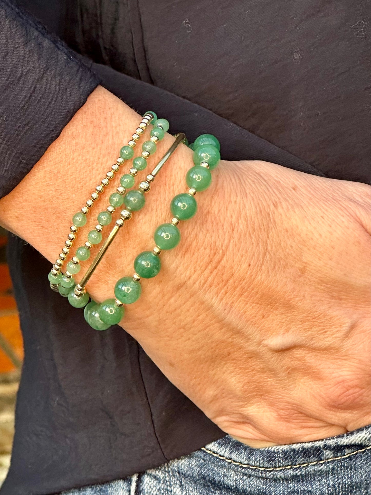 Aventurine 14k Gold Bracelet Stack