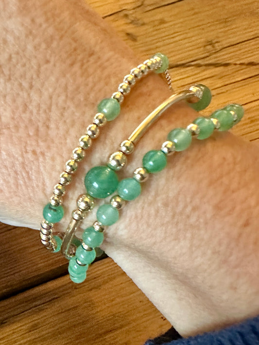 Aventurine 14k Gold Bracelet Stack