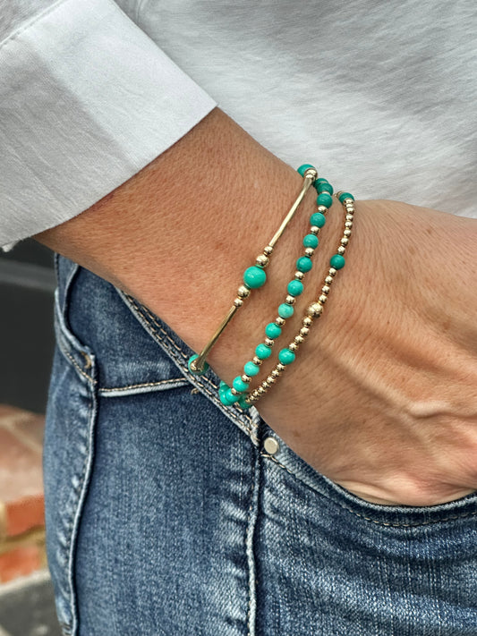 Turquoise 14k Gold Bracelet Stack