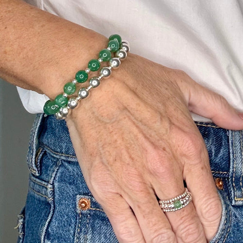 Aventurine Stack Builder 925 Sterling Silver Bracelet