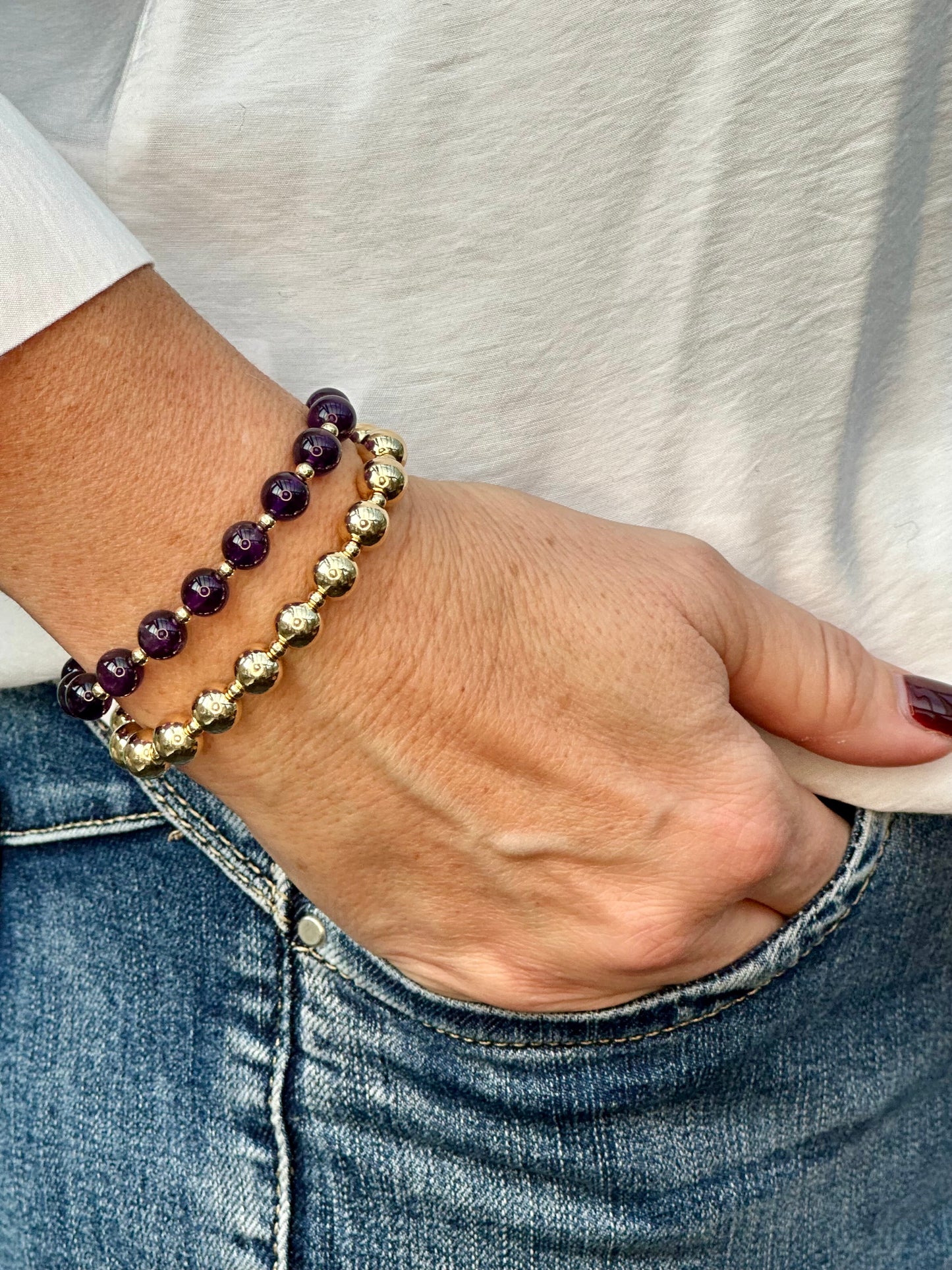 Amethyst Stack Builder 14k Gold Bracelet