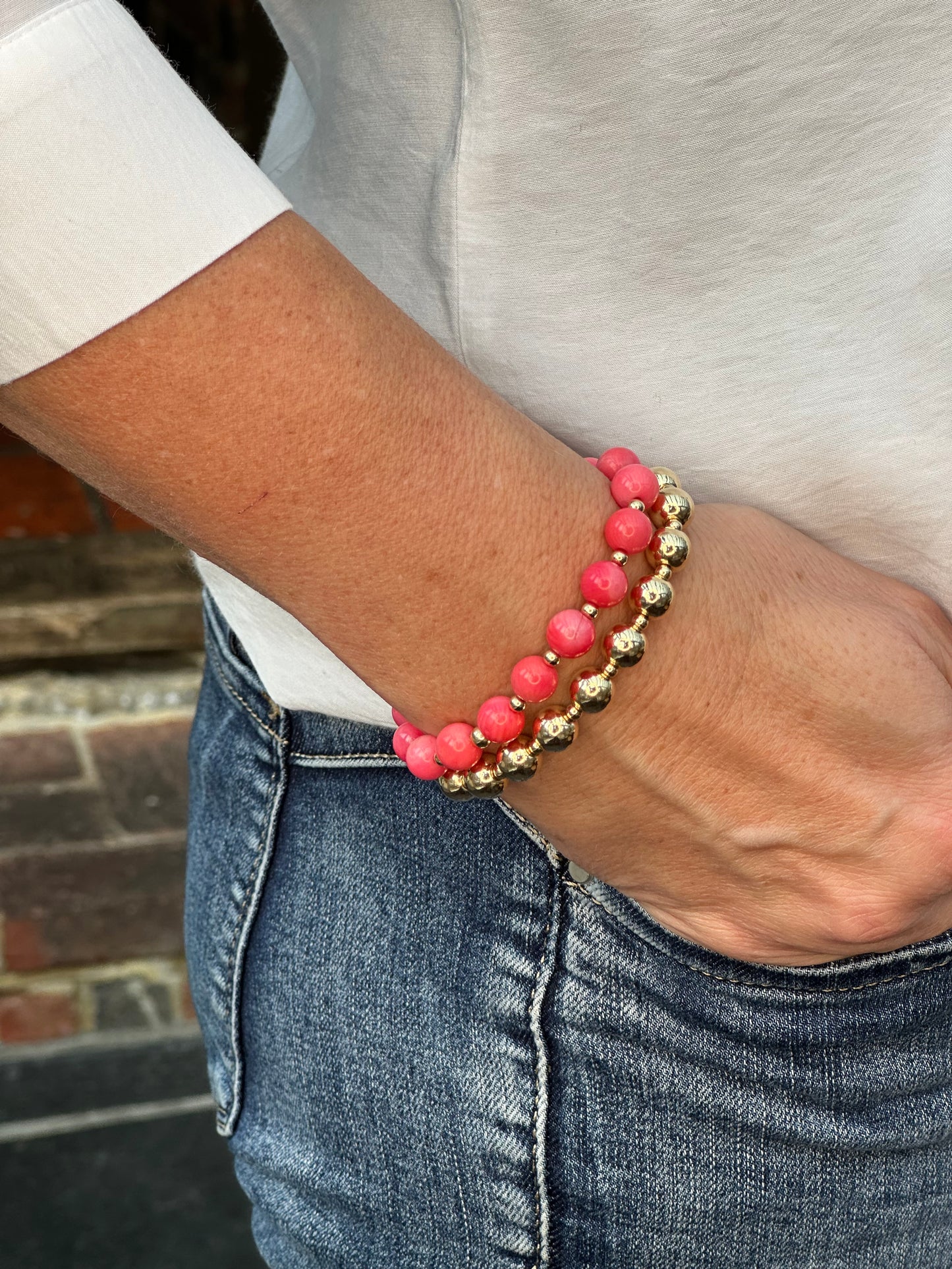 Coral Stack Builder 14k Gold Bracelet