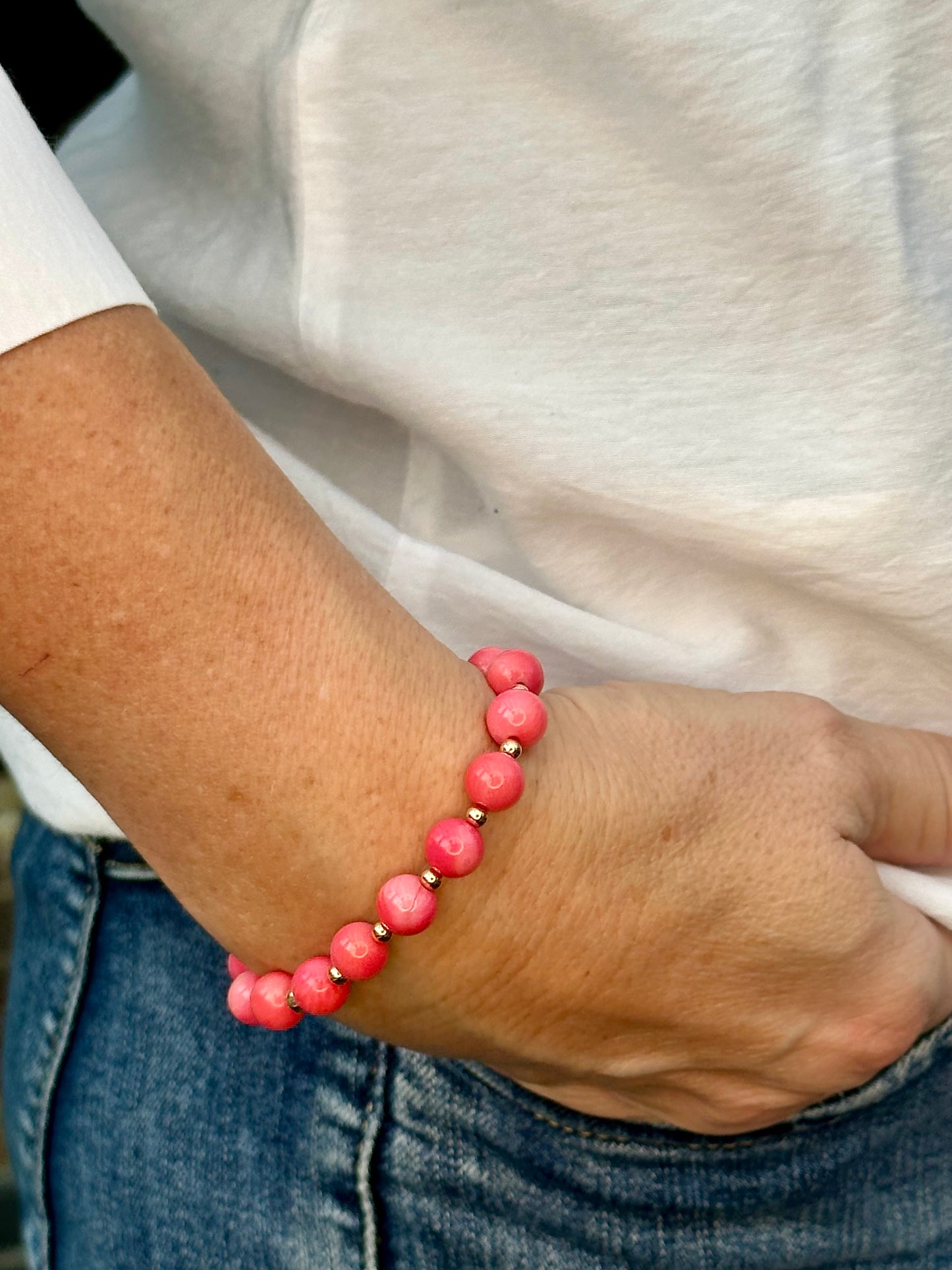 Coral Stack Builder 14k Gold Bracelet