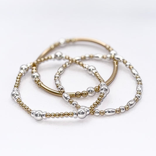 Starry Eyed Mixed Metal Bracelet Stack