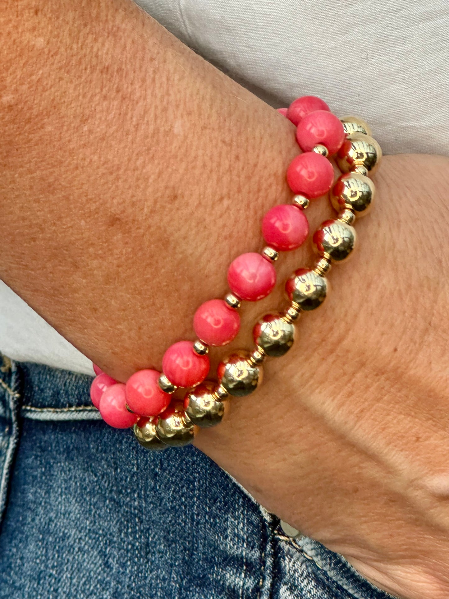 Coral Stack Builder 14k Gold Bracelet