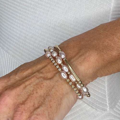 Blush Freshwater Pearl 14k Bracelet Stack
