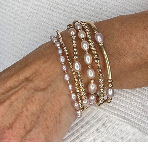 Blush Freshwater Pearl 14k Bracelet Stack