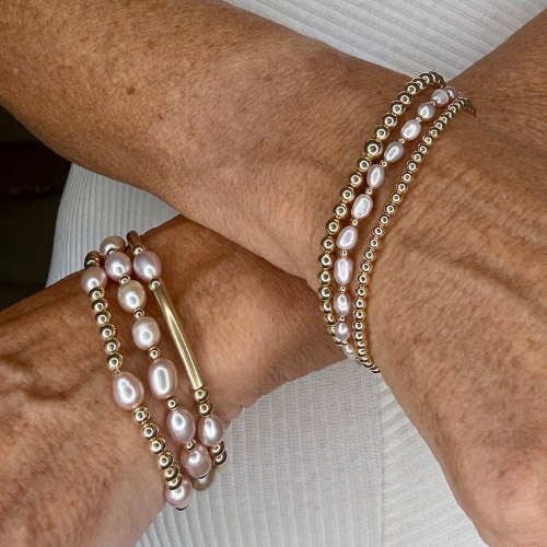 Blush Freshwater Pearl 14k Bracelet Stack