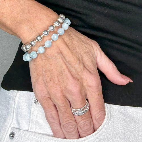 Aquamarine Stack Builder 925 Sterling Silver Bracelet