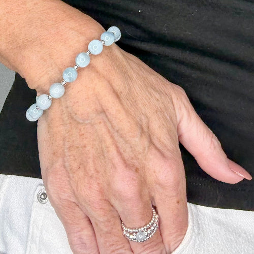 Aquamarine Stack Builder 925 Sterling Silver Bracelet