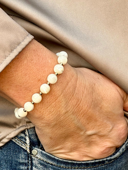 Mother of Pearl Stack Builder 14k Gold Bracelet