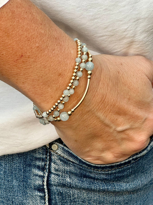 Aquamarine 14k Gold Bracelet Stack