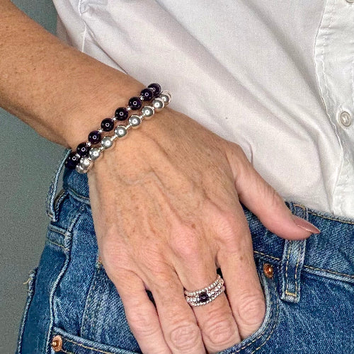 Amethyst Stack Builder 925 Sterling Silver Bracelet