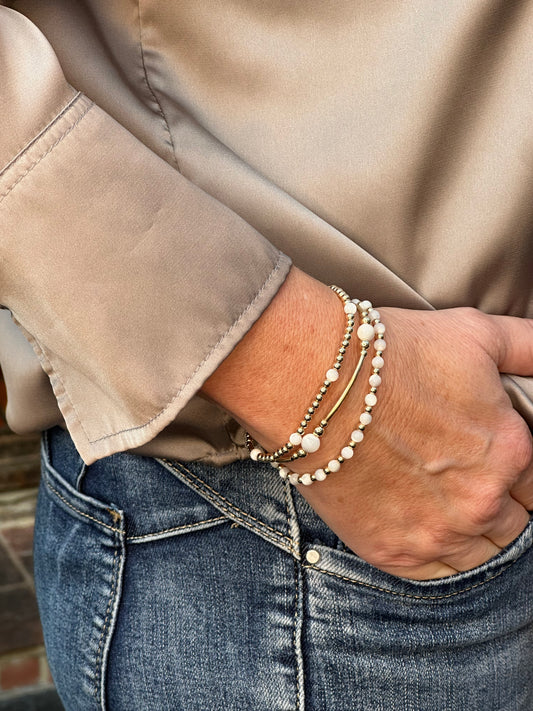 Mother of Pearl 14k Gold Bracelet Stack