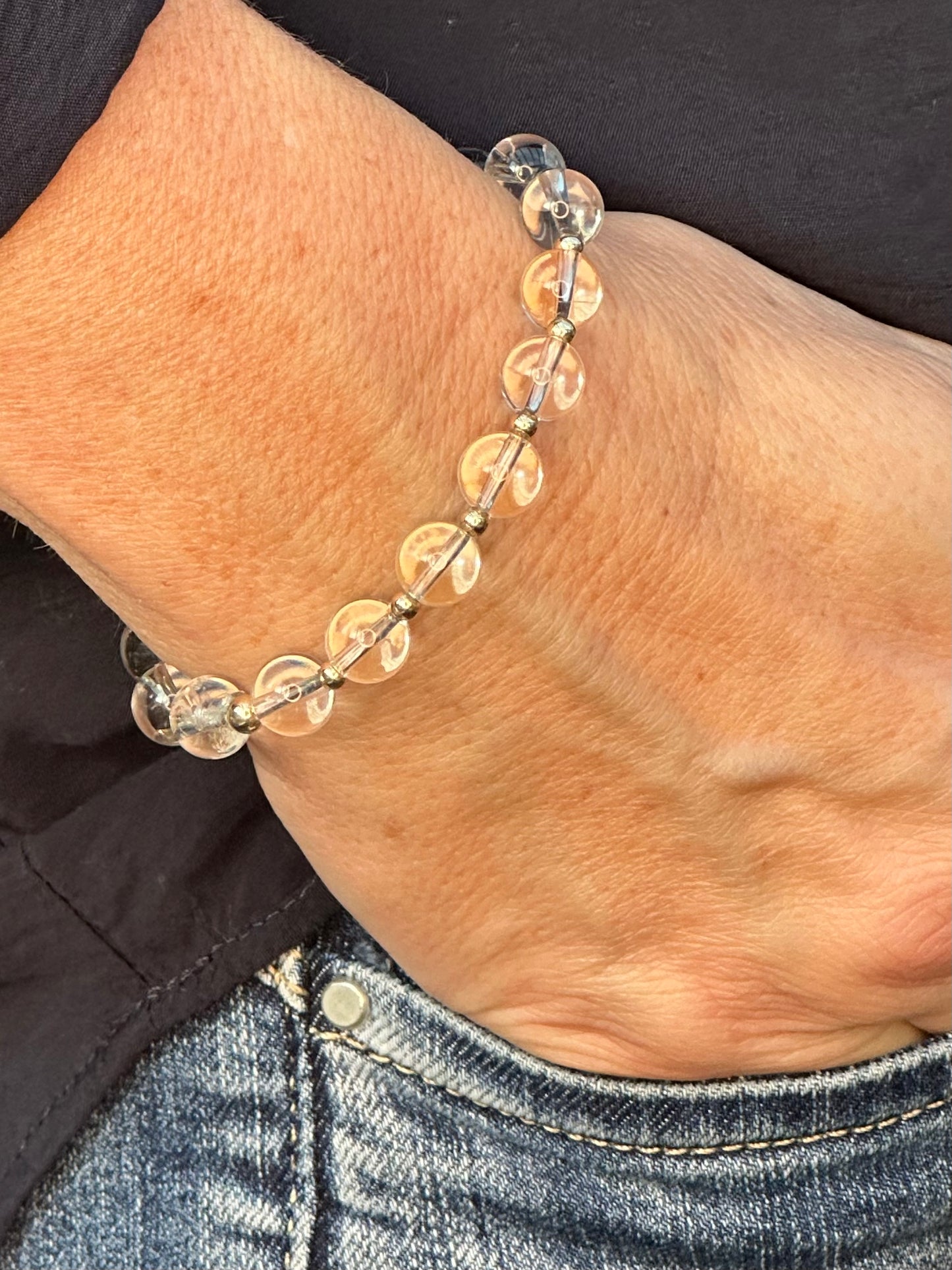 Crystal Quartz Stack Builder 14k Gold Bracelet