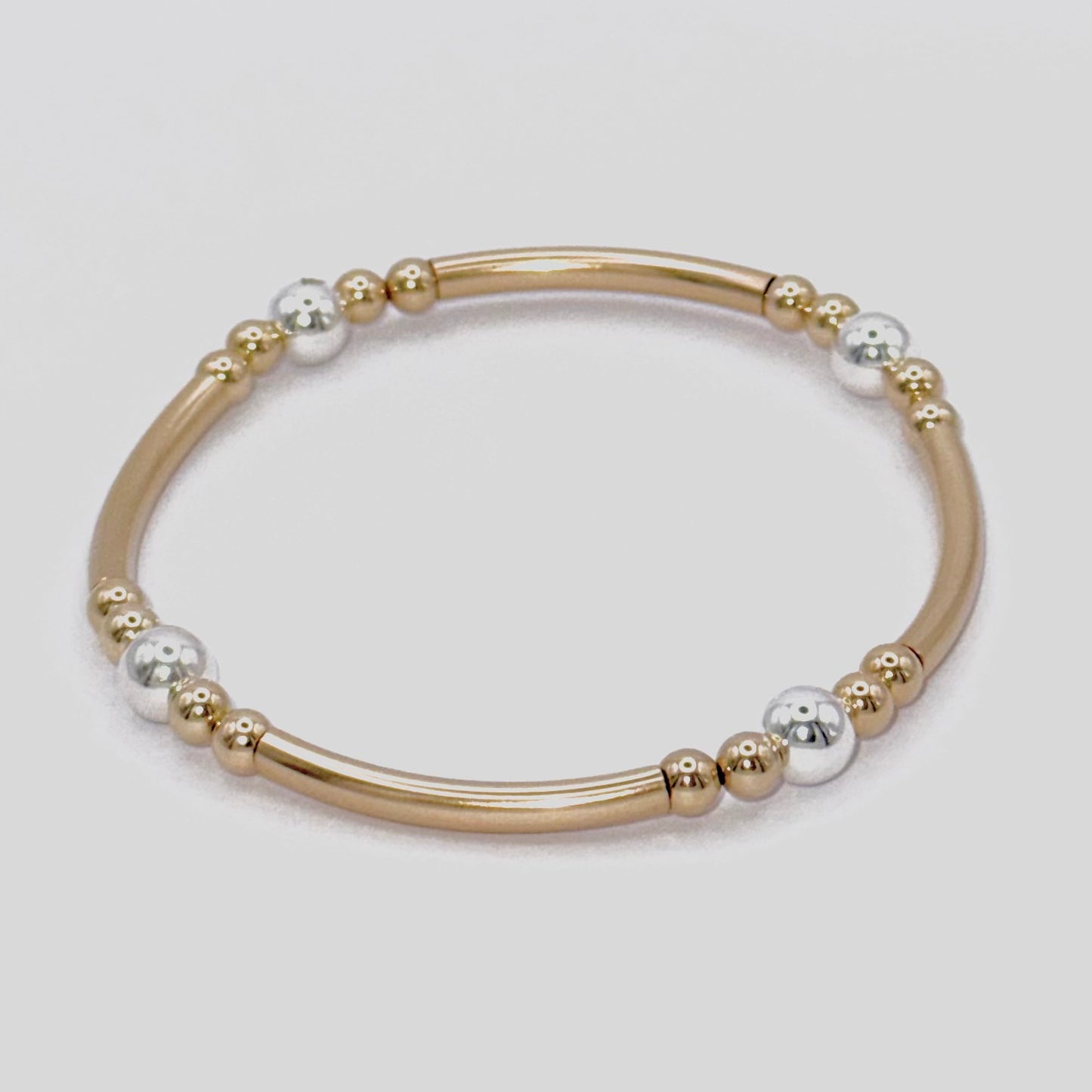 Starlit Bangle – 14k Gold and 925 Sterling Silver Mixed Metal Bracelet