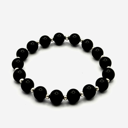 Black Onyx Stack Builder 925 Sterling Silver Bracelet